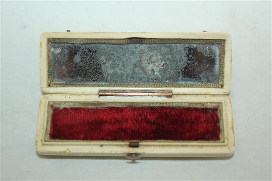 A Regency split pearl set ivory toothpick box, 3.25in.